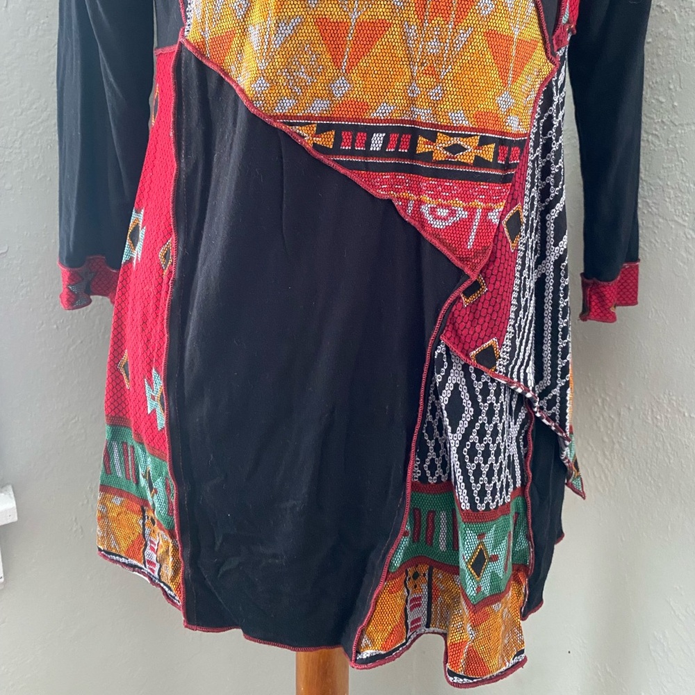 Parsley & Sage Art Retro Asymmetrical Abstract Multicolor 3/4 Sleeve Tunic Top S - Picture 3 of 10
